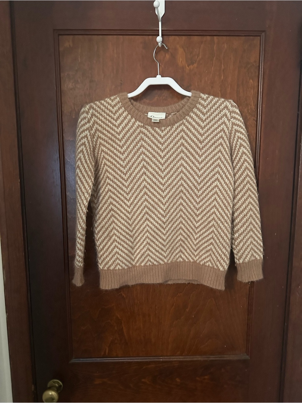 Ganni for Anthropologie Wool Angora Blend Chevron Candy Floss Sweater XS - Picture 2 of 6
